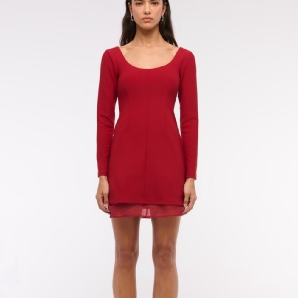 Red Long Sleeve Mini Dress